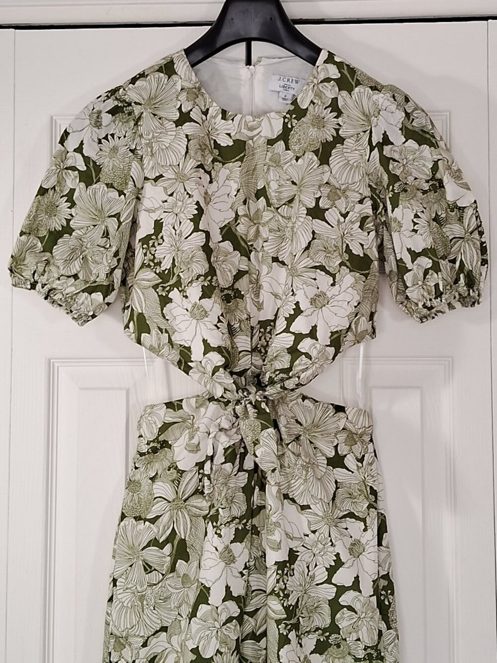 Jcrew x Liberty London Floral green and white cutout midi dress cotton - Picture 3 of 13